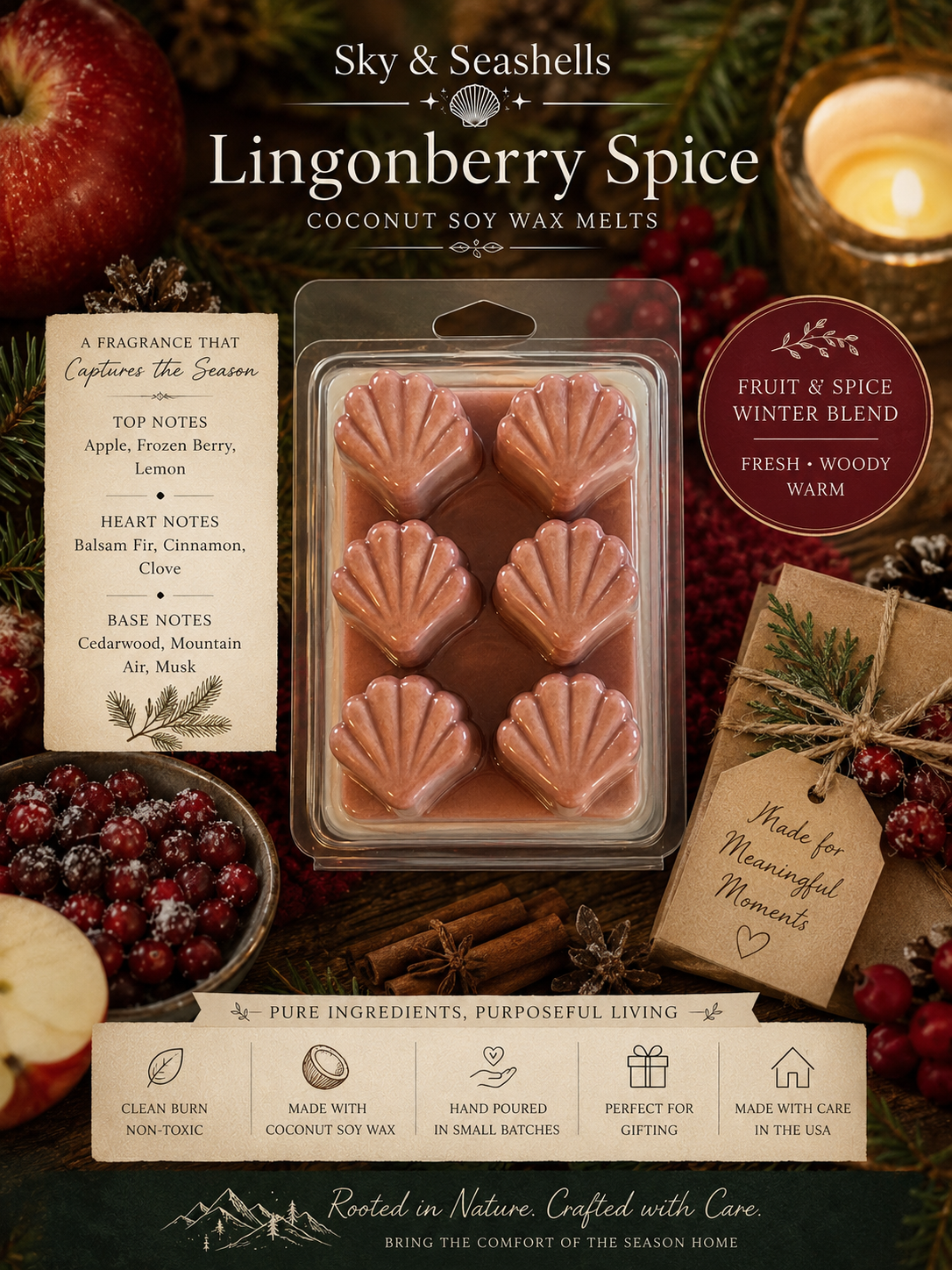 “Lingonberry Spice” Scented Coconut Soy Wax Melts