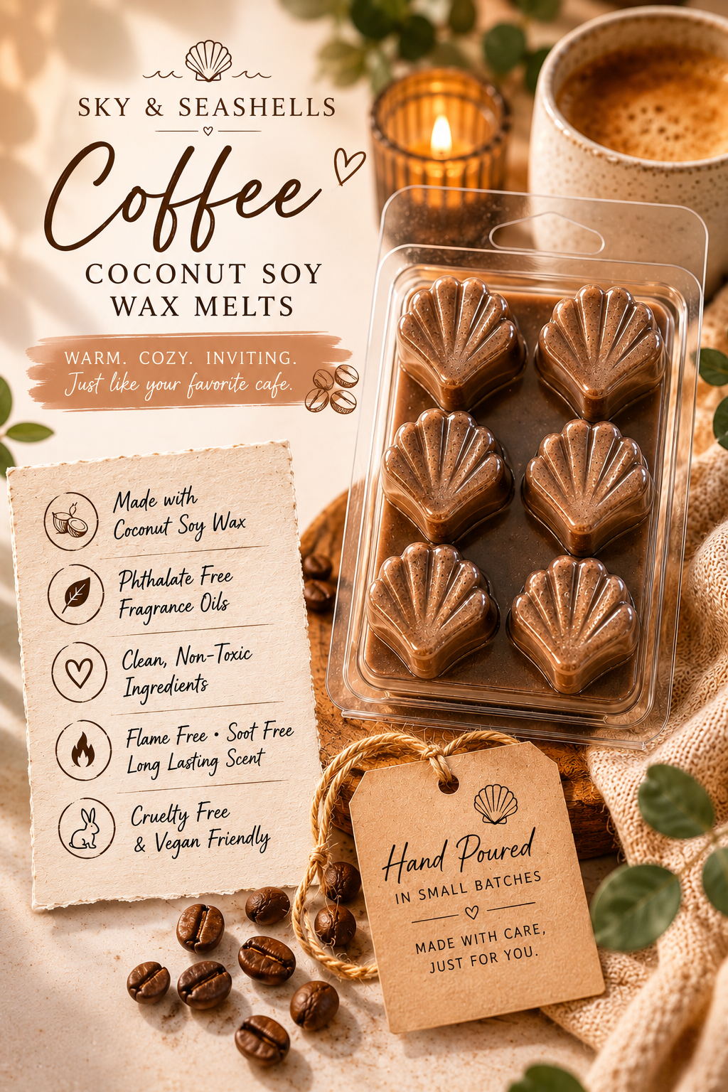 “Coffee” Scented Coconut Soy Wax Melts