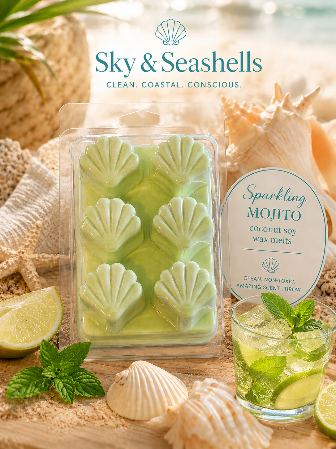 “Sparkling Mojito” Scented Coconut Soy Wax Melts