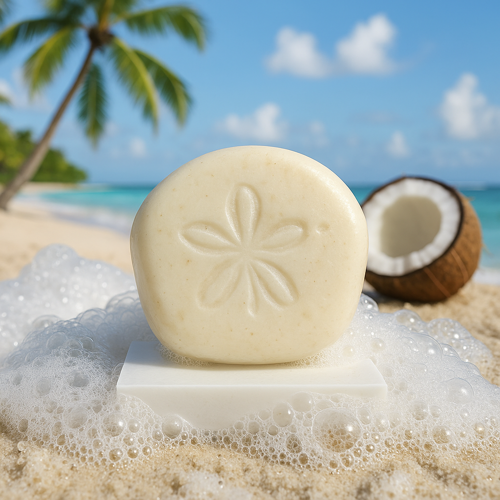 “Coconut Paradise” Sand Dollar Shaped Soap Bar - Oatmeal Based
