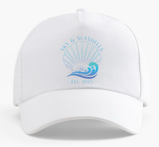 Sky & Seashells Logo Adjustable Baseball Cap - White/Gradient